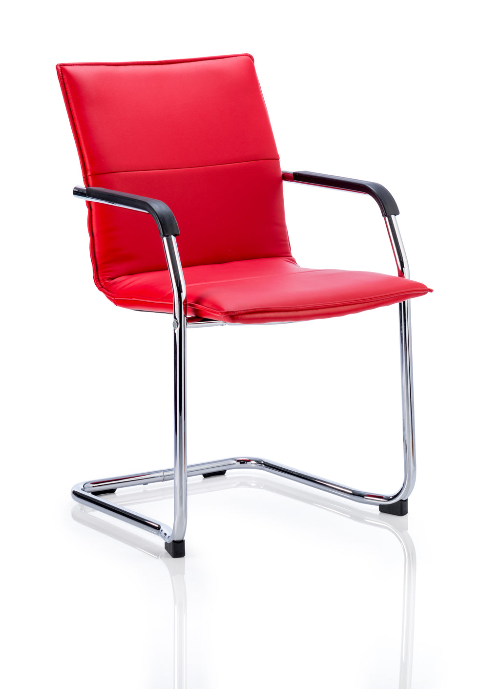Echo Cantilever Chair With Arms Red Soft Bonded Leather