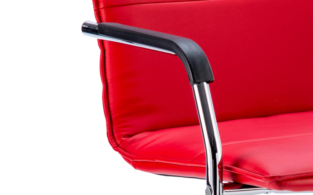 Echo Cantilever Chair With Arms Red Soft Bonded Leather
