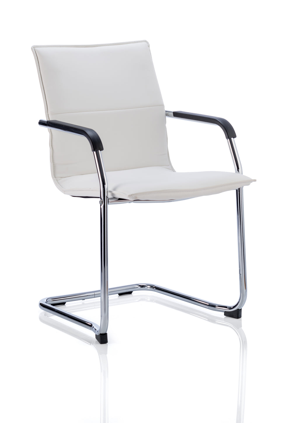 Echo Cantilever Chair With Arms White Soft Bonded Leather