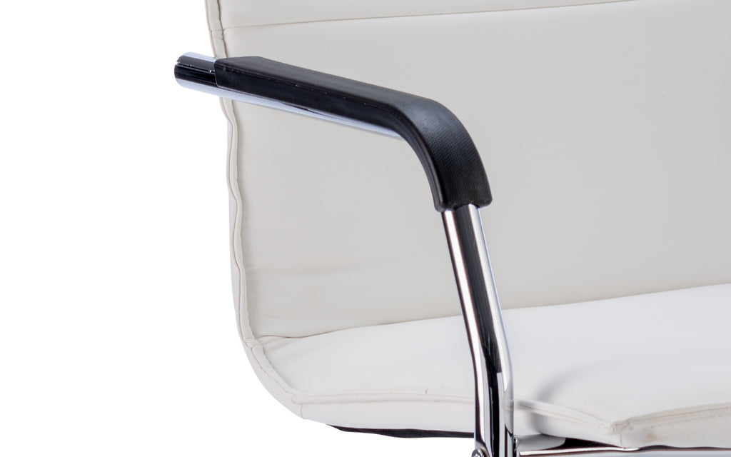 Echo Cantilever Chair With Arms White Soft Bonded Leather