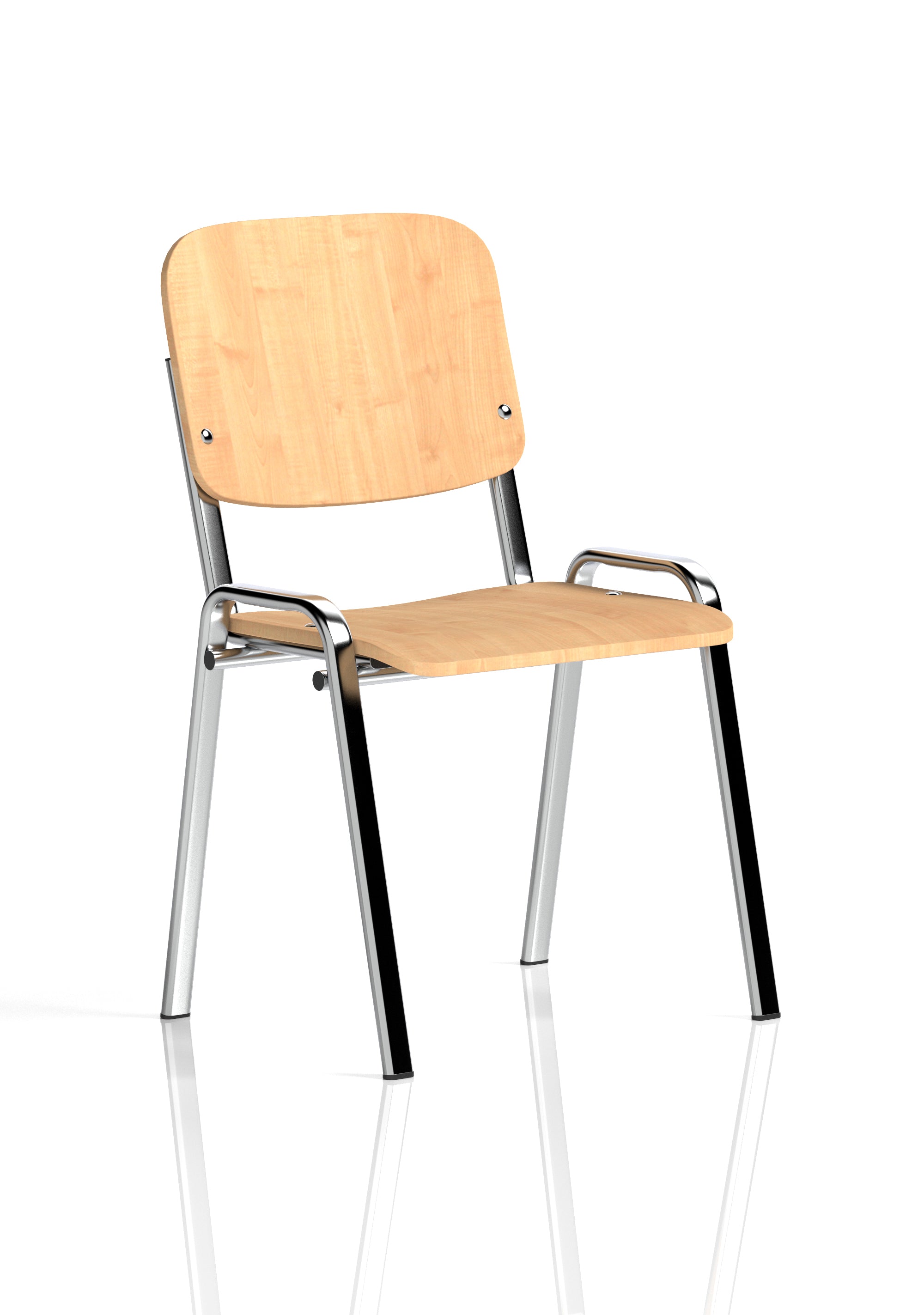 ISO Stacking Chair Beech Chrome Frame (MOQ of 4 - Priced Individually)