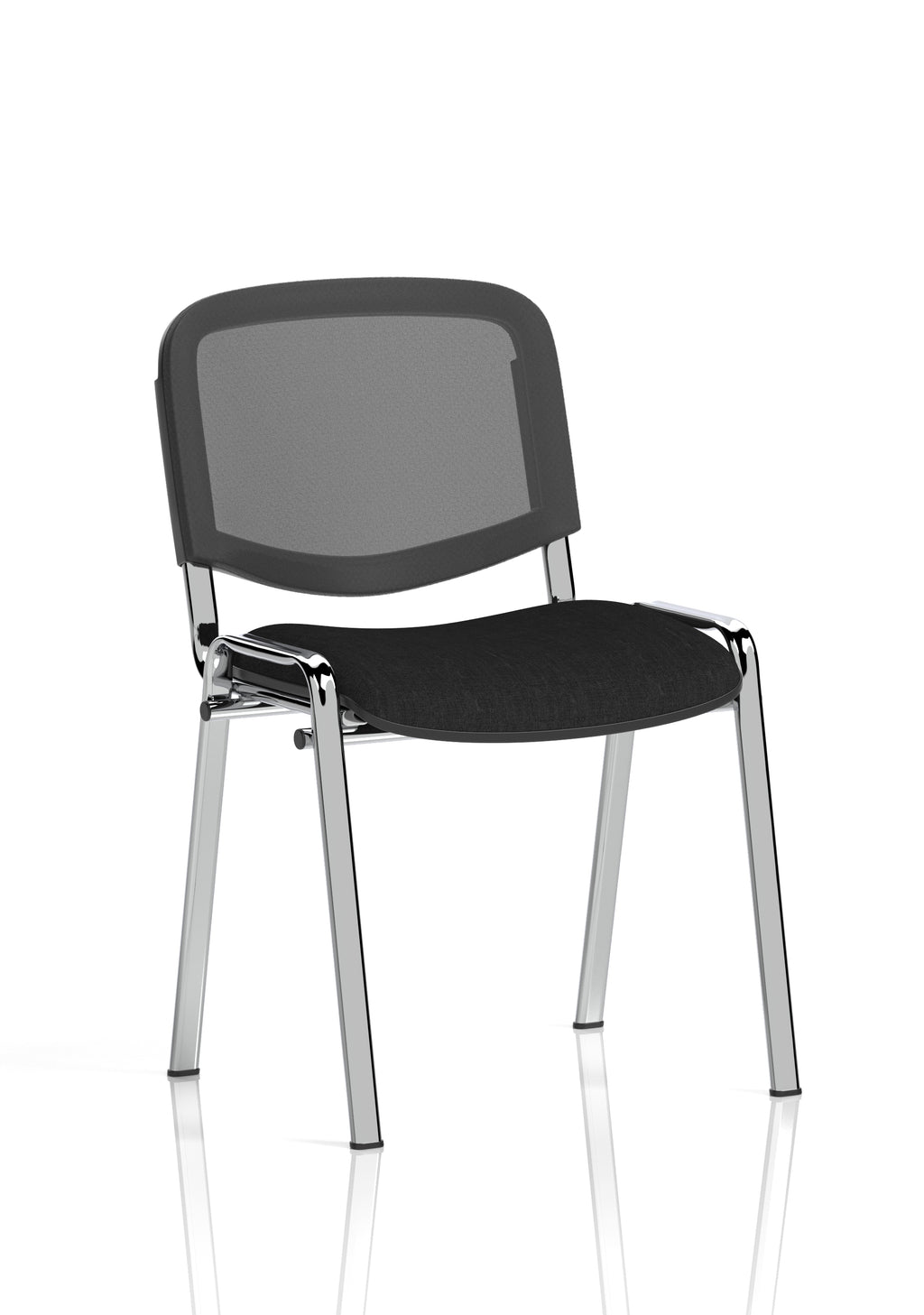 ISO Stacking Chair Mesh Back Black Fabric Chrome Frame (MOQ of 4 - Priced Individually)