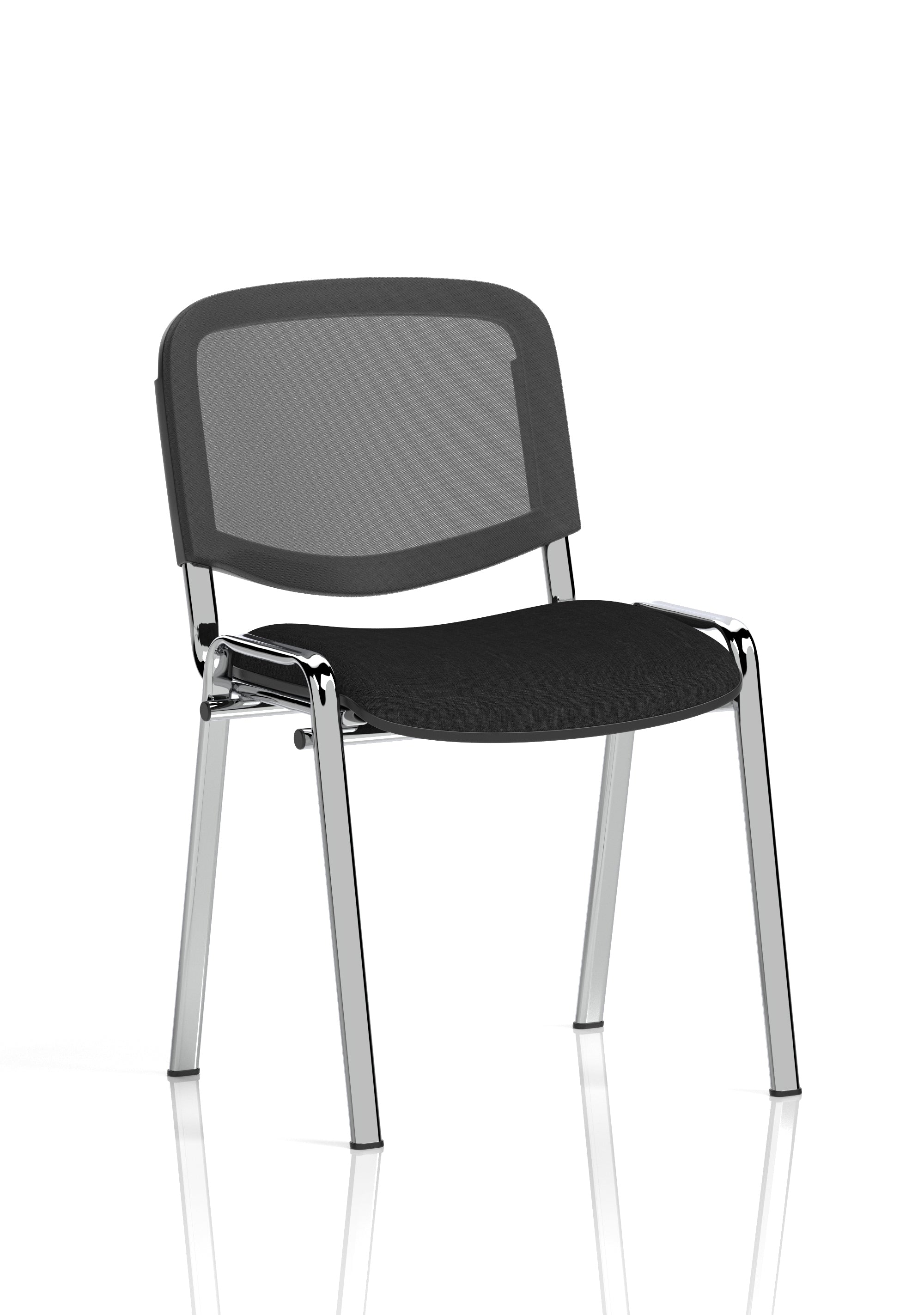ISO Stacking Chair Mesh Back Black Fabric Chrome Frame (MOQ of 4 - Priced Individually)