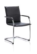 Echo Cantilever Chair With Arms Black Soft Bonded Leather