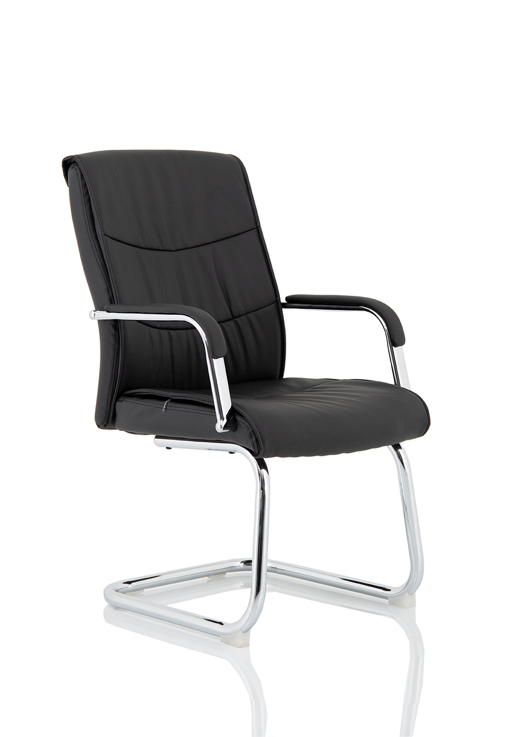 Carter Black Luxury Faux Leather Cantilever Chair With Arms