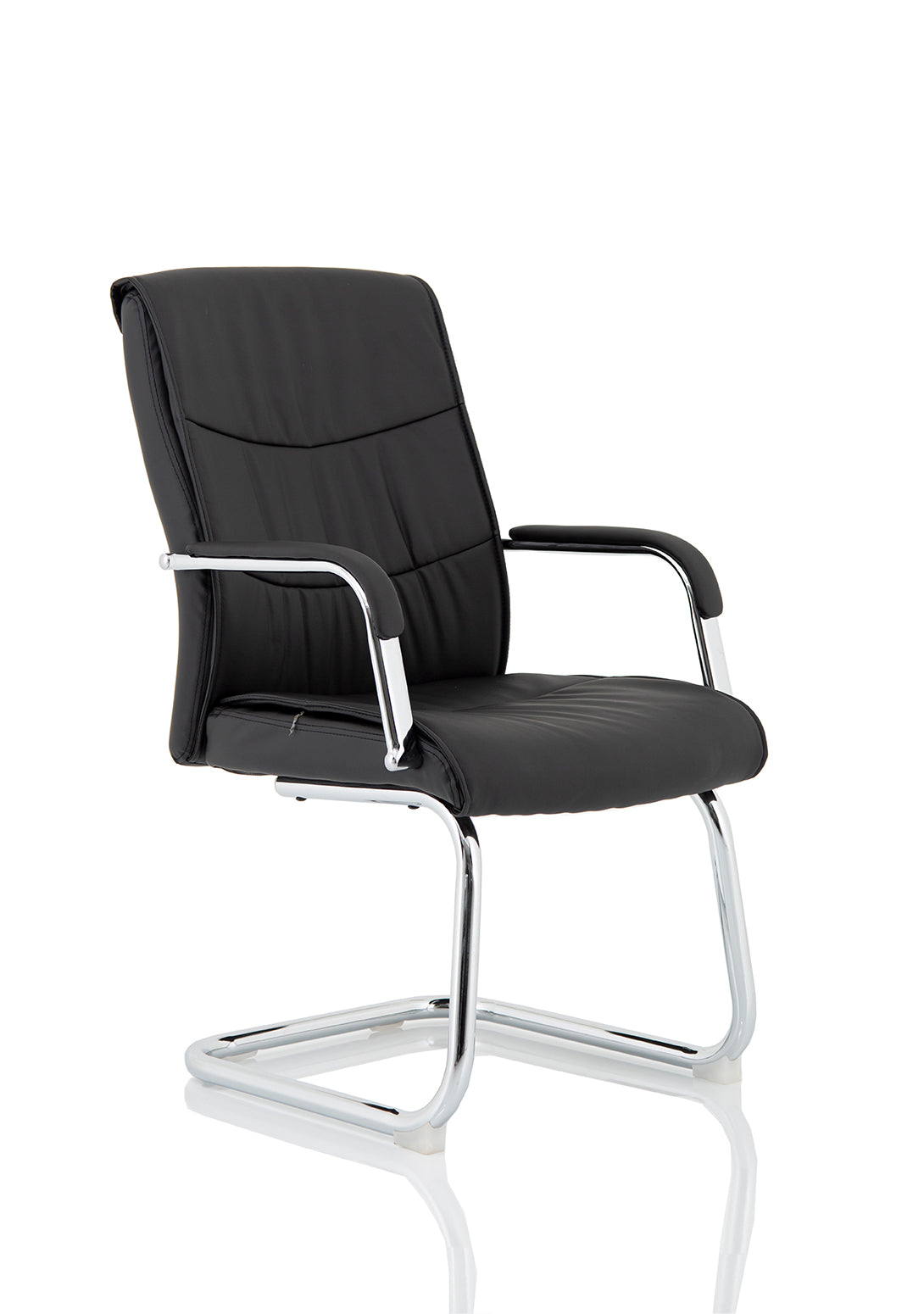 Carter Black Luxury Faux Leather Cantilever Chair With Arms