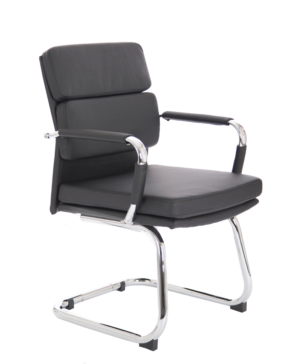 Advocate Visitor Chair Black Soft Bonded Leather With Arms