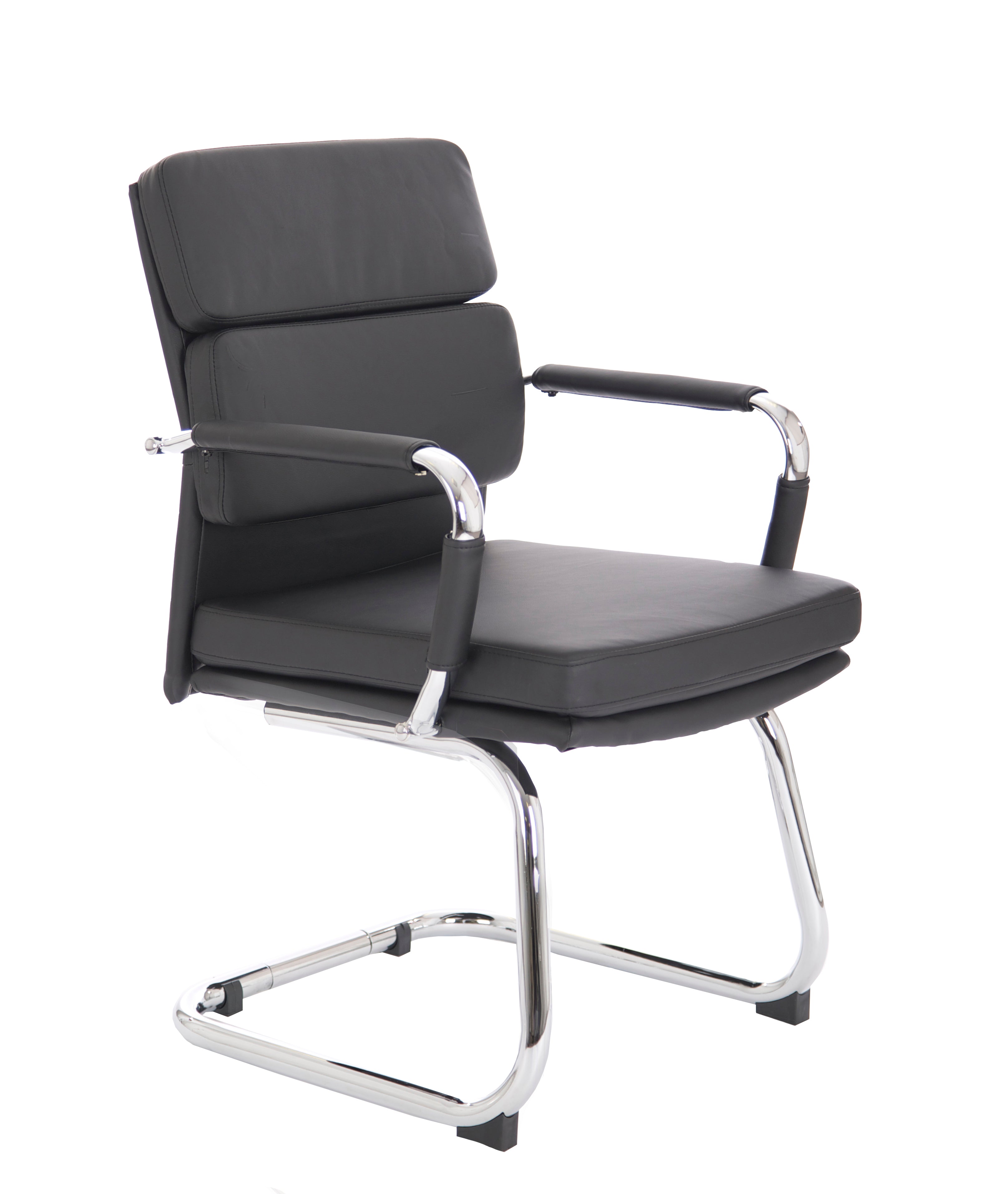Advocate Visitor Chair Black Soft Bonded Leather With Arms
