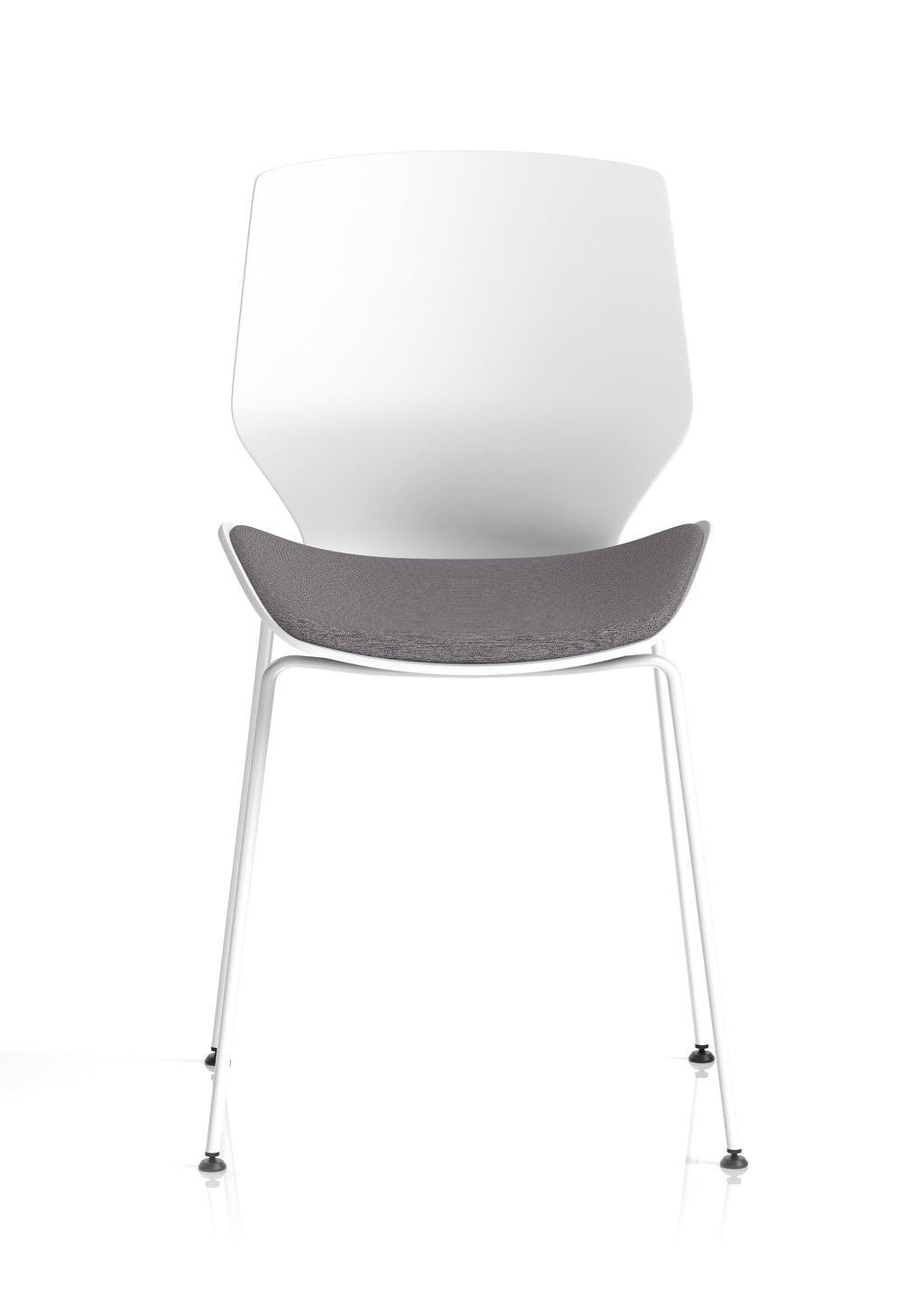 Florence White Frame Visitor Chair Grey Fabric
