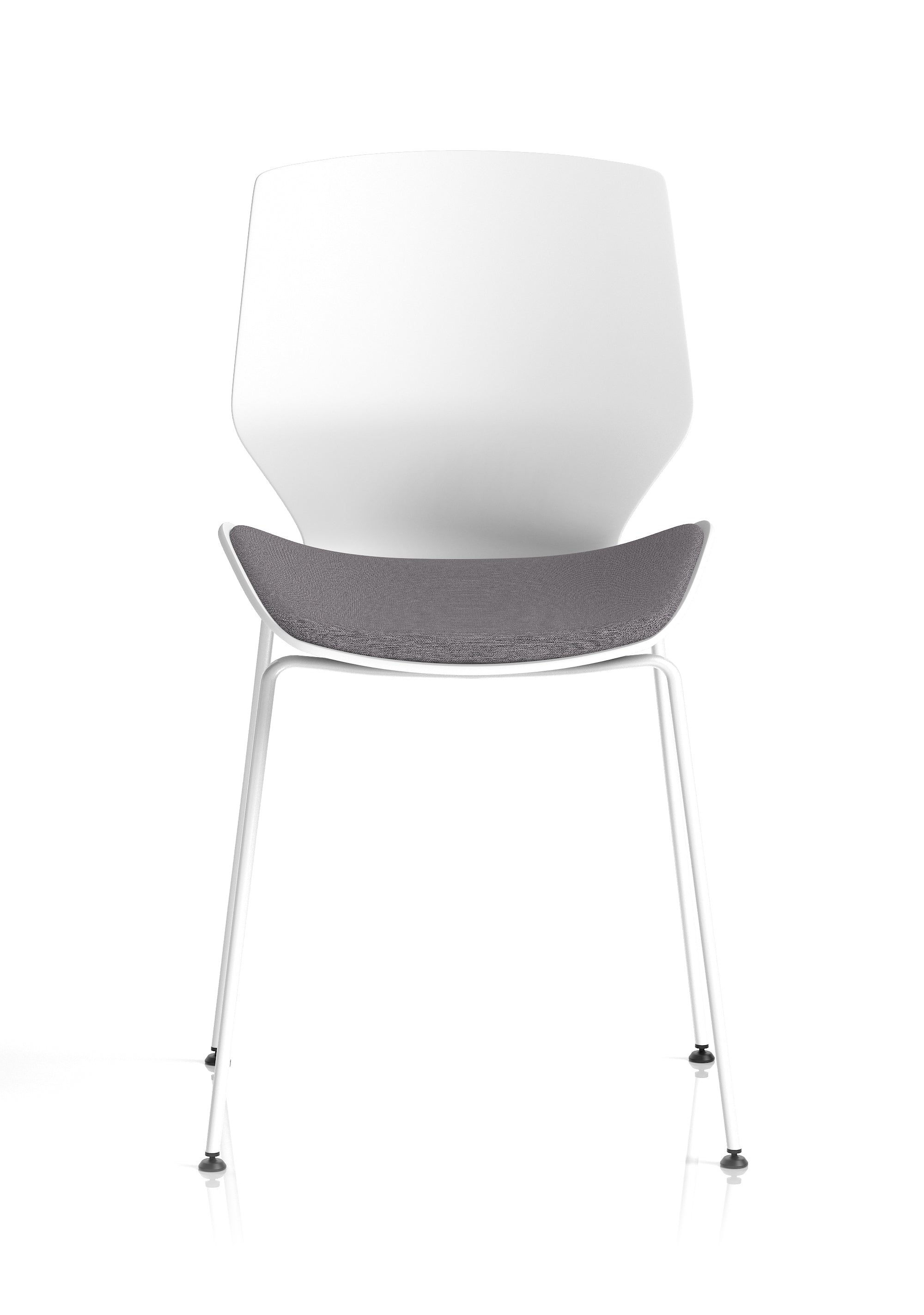 Florence White Frame Visitor Chair Grey Fabric
