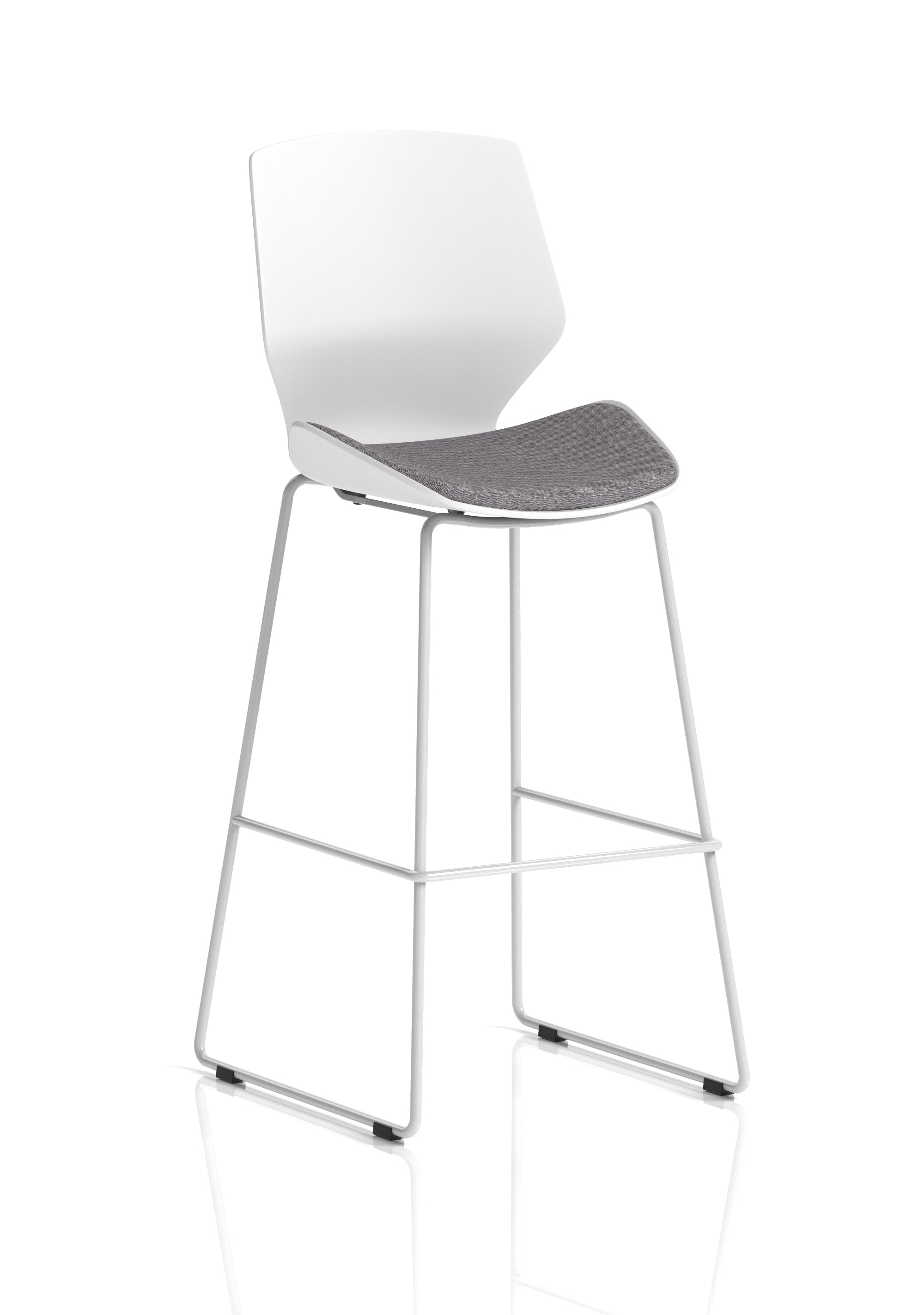 Florence White Frame High Stool Grey Fabric