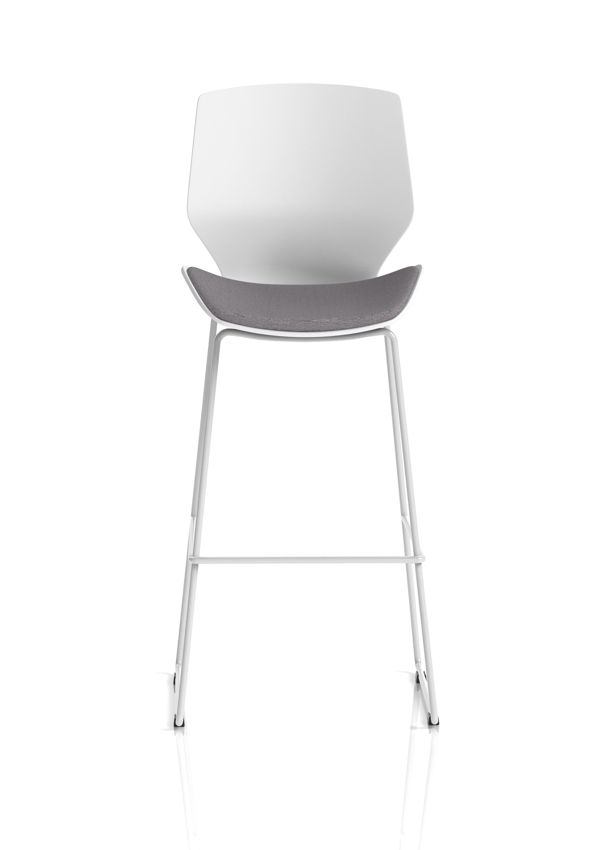 Florence White Frame High Stool Grey Fabric