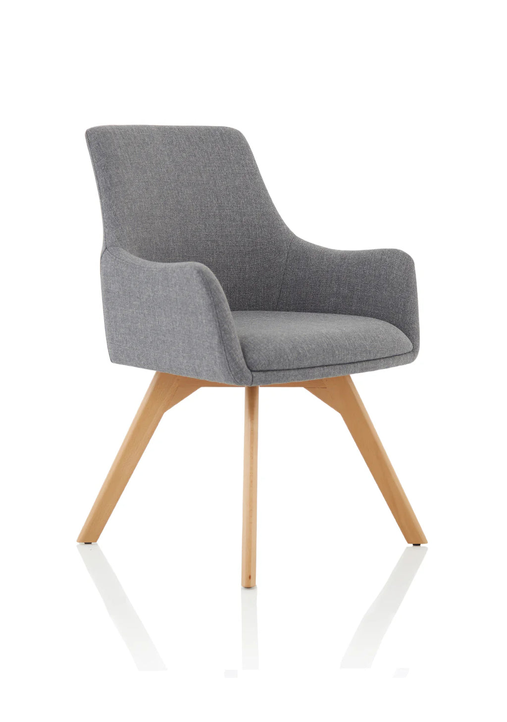 Carmen Wooden Leg Visitor Chair Grey Fabric