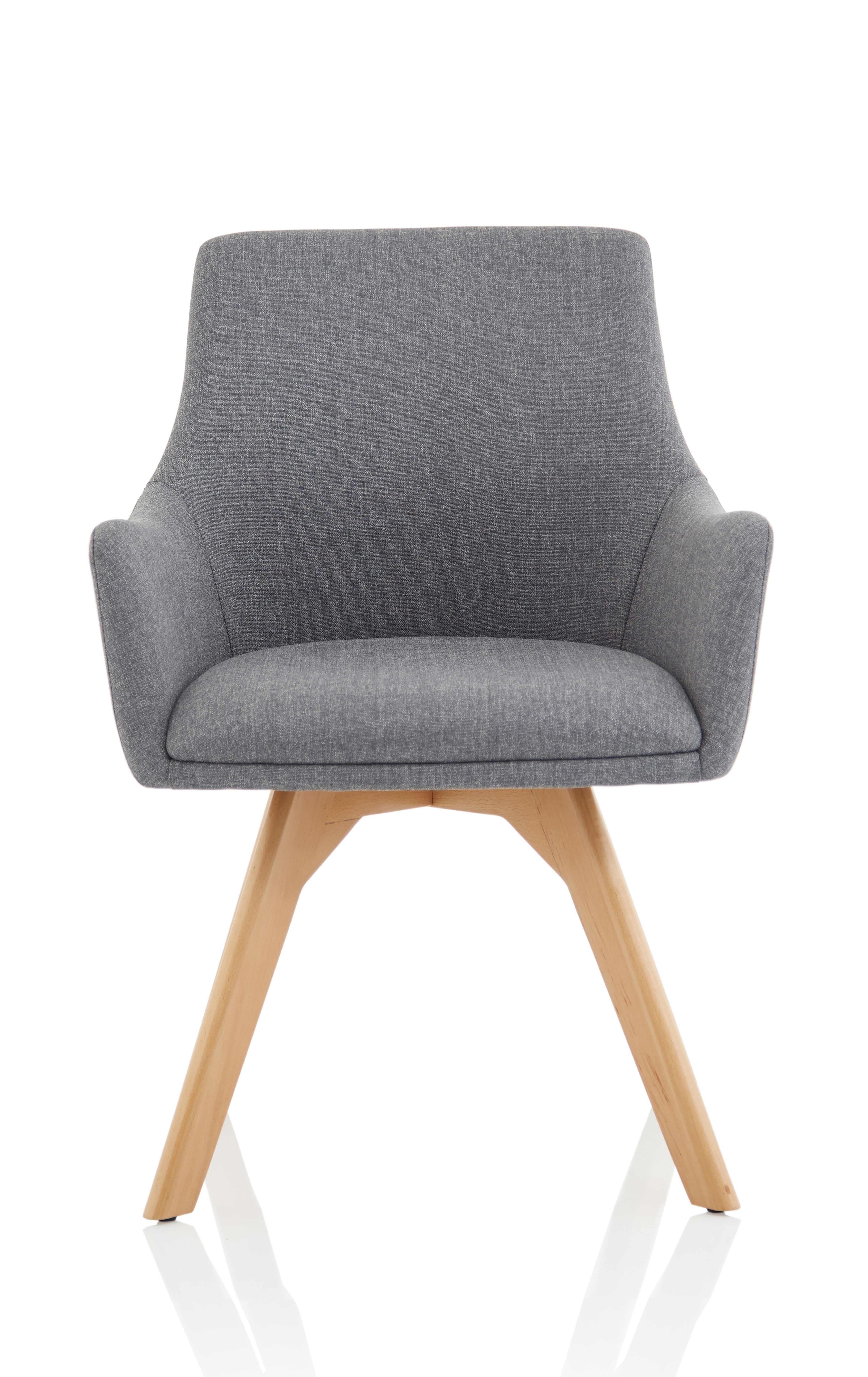 Carmen Wooden Leg Visitor Chair Grey Fabric