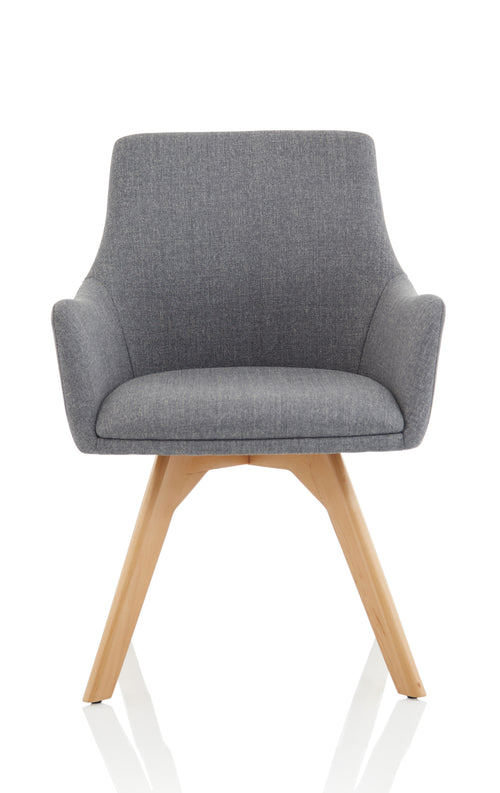 Carmen Wooden Leg Visitor Chair Grey Fabric