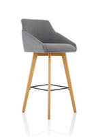 Carmen Wooden Leg High Stool Grey Fabric