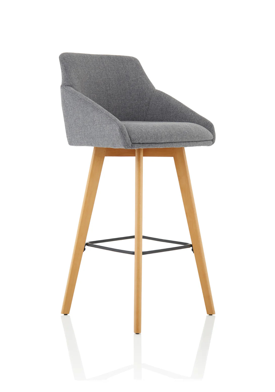 Carmen Wooden Leg High Stool Grey Fabric