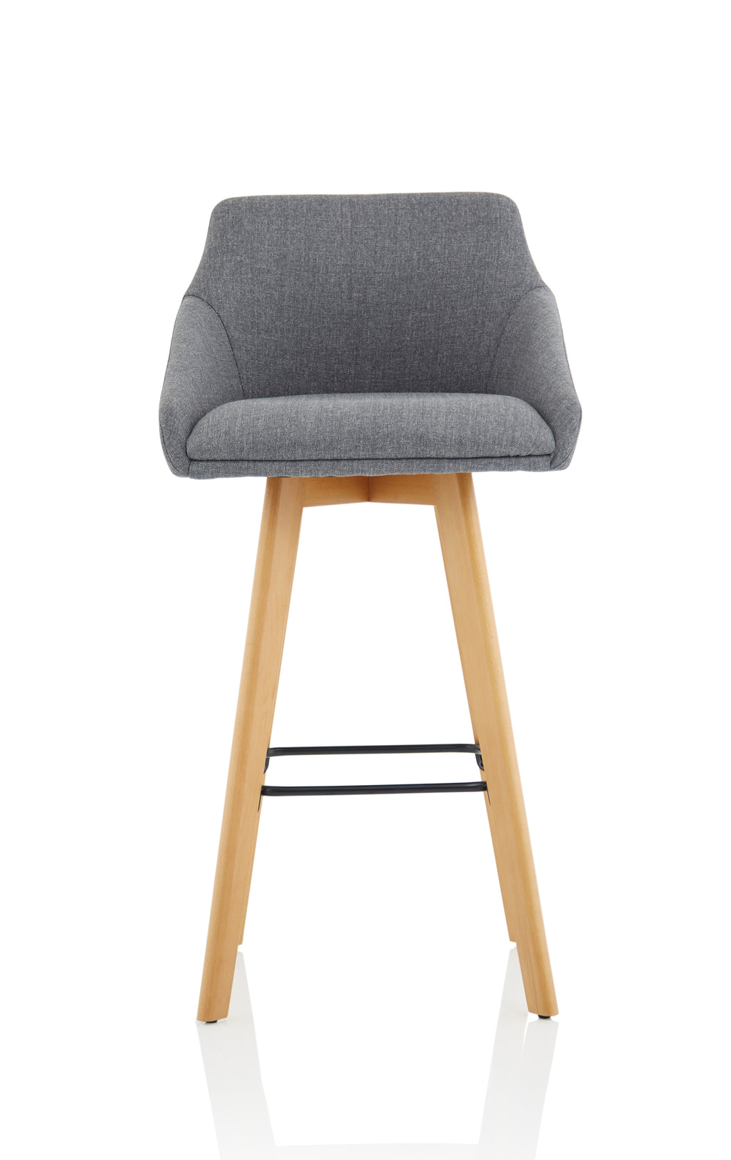 Carmen Wooden Leg High Stool Grey Fabric