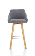 Carmen Wooden Leg High Stool Grey Fabric