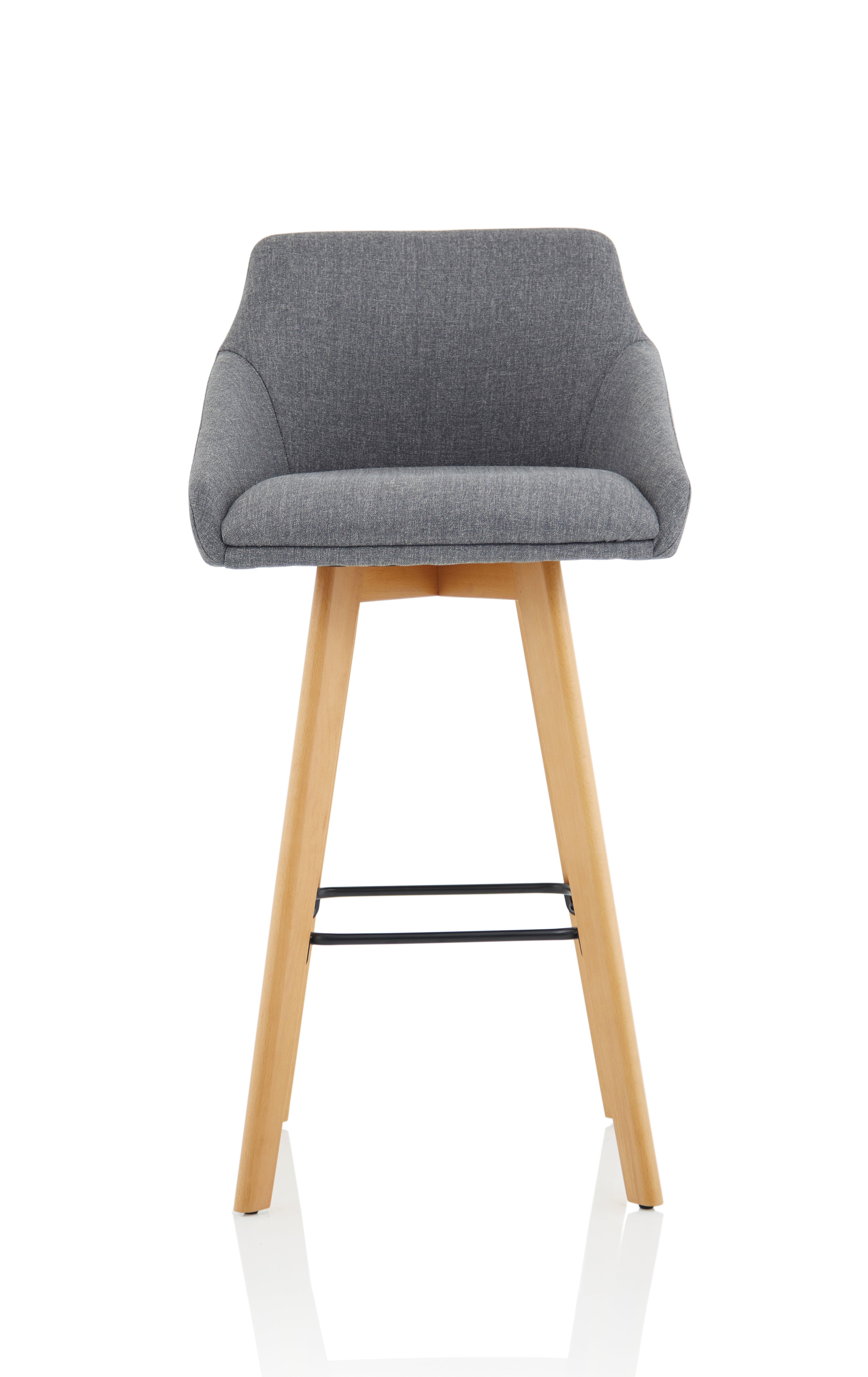 Carmen Wooden Leg High Stool Grey Fabric