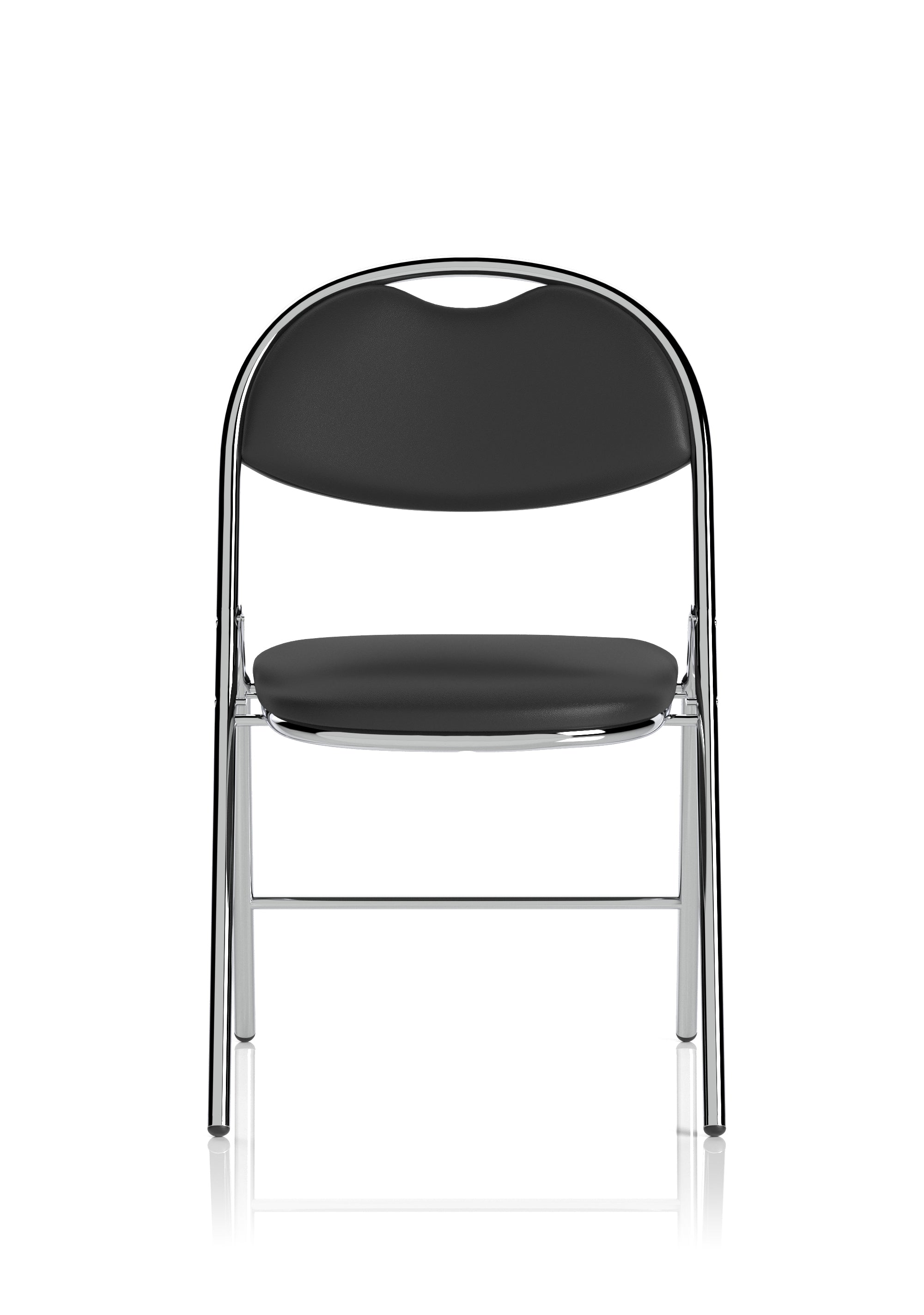 Milan Folding Black Vinyl Chrome Frame Chair (MOQ of 4 - Priced Individually)