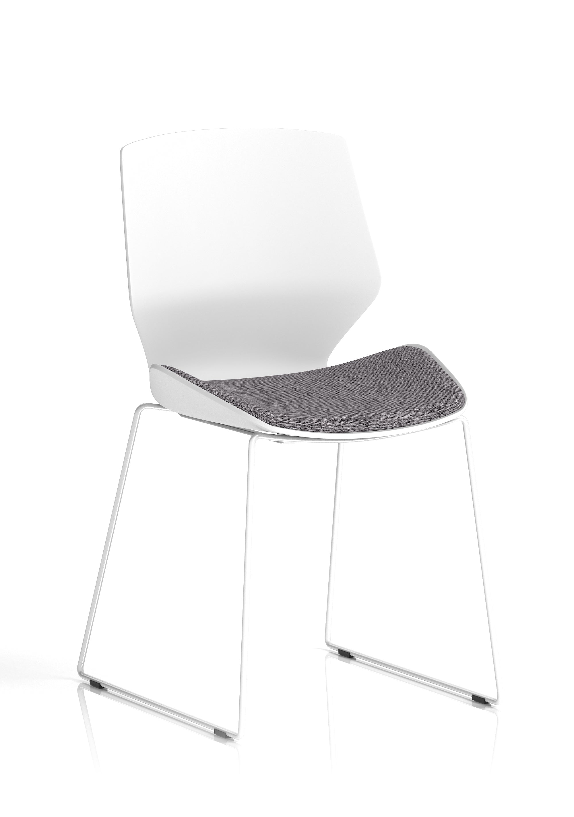 Florence Sled White Frame Visitor Chair Grey