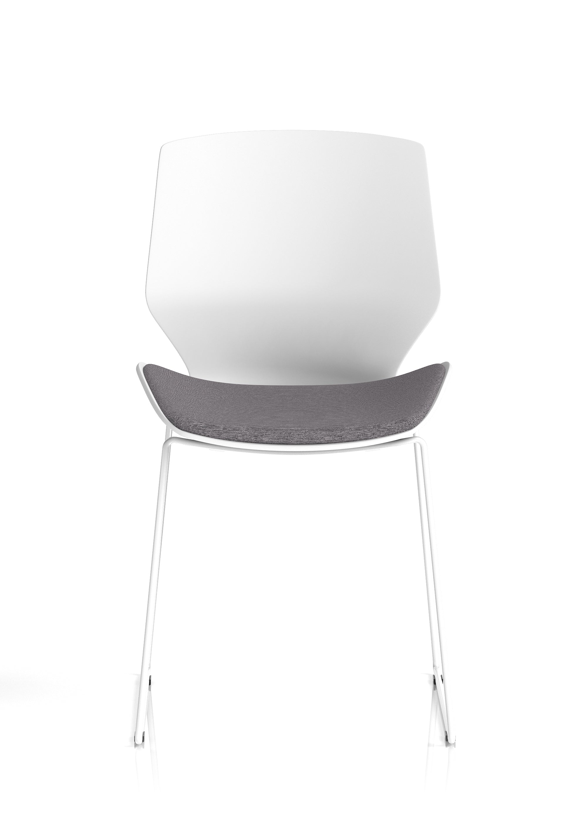 Florence Sled White Frame Visitor Chair Grey