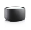 Neo Round Table Black Leather with Glass Top