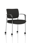 Brunswick Deluxe With Arms Chrome Frame With Castors Black Fabric Back Black Seat