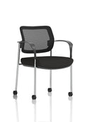 Brunswick Deluxe With Arms Chrome Frame With Castors Mesh Back Black Seat