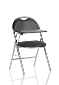 Milan Folding Black Vinyl Chrome Frame Chair With Foldaway Poly Writing Table (MOQ of 4 - Priced Individually)