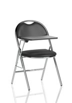 Milan Folding Black Vinyl Chrome Frame Chair With Foldaway Poly Writing Table (MOQ of 4 - Priced Individually)