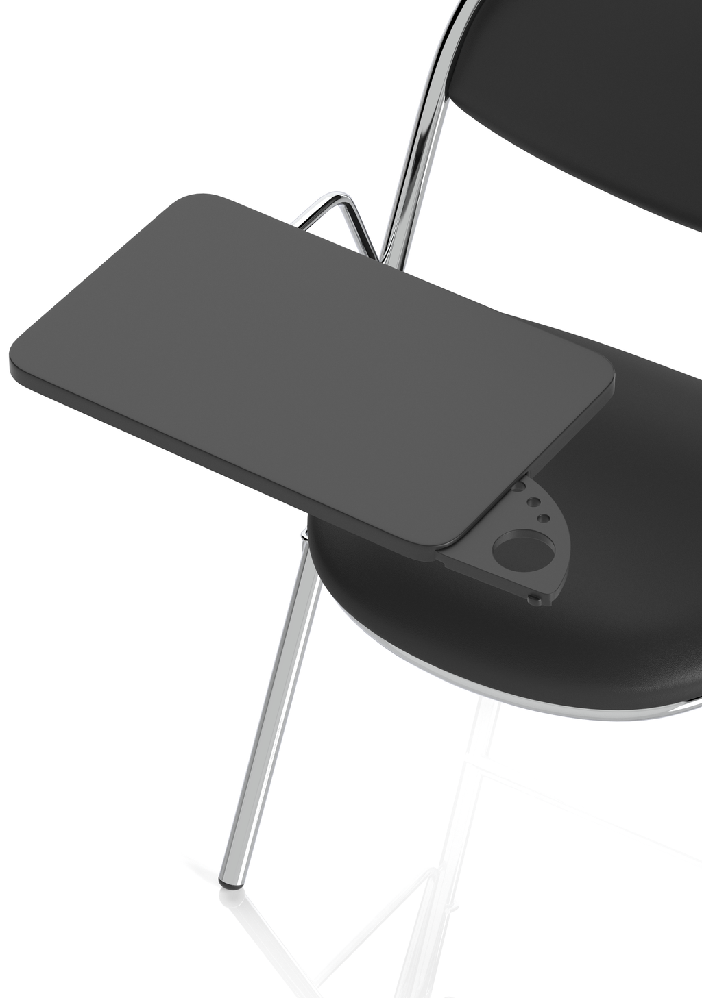 Milan Folding Black Vinyl Chrome Frame Chair With Foldaway Poly Writing Table (MOQ of 4 - Priced Individually)