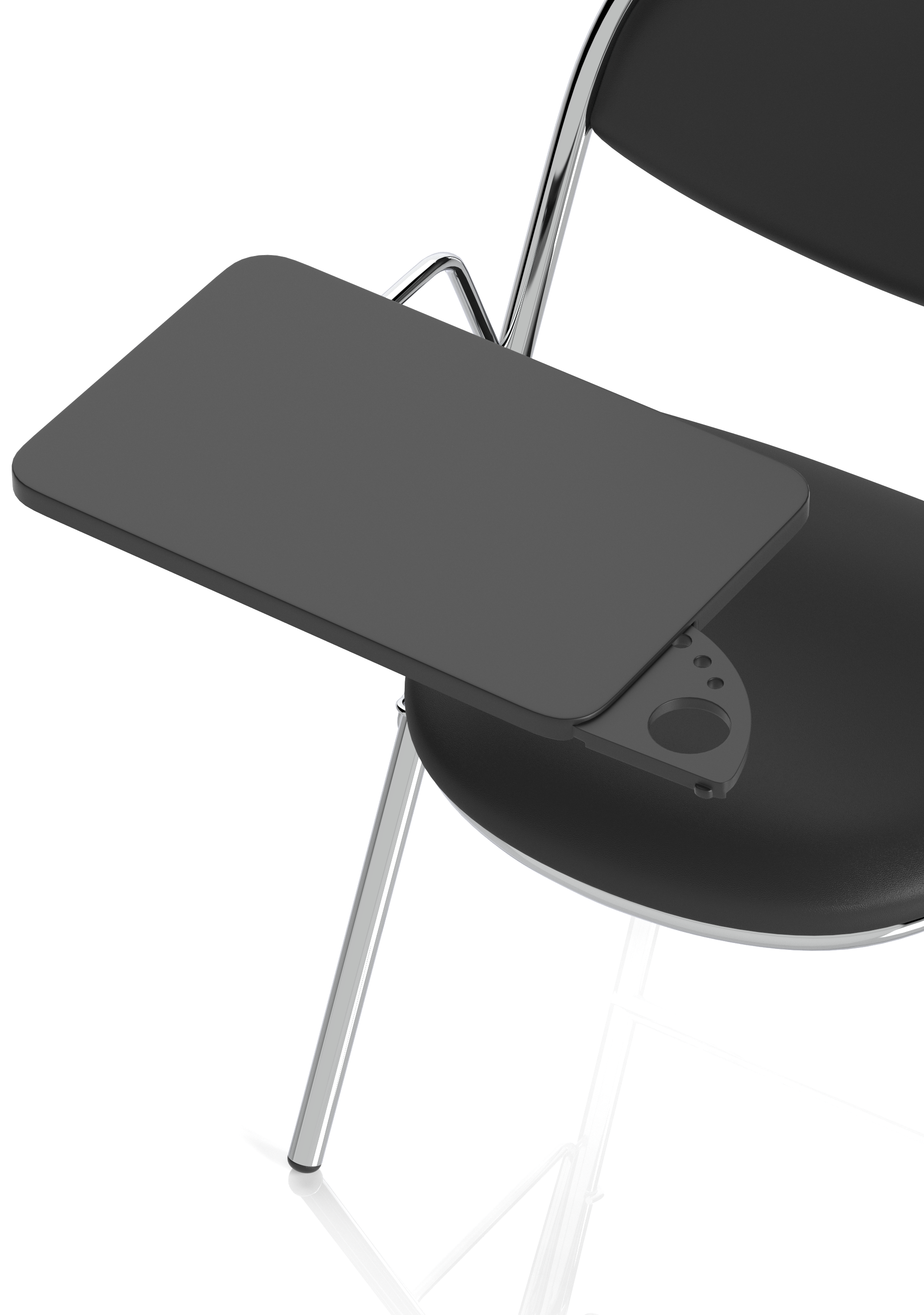 Milan Folding Black Vinyl Chrome Frame Chair With Foldaway Poly Writing Table (MOQ of 4 - Priced Individually)