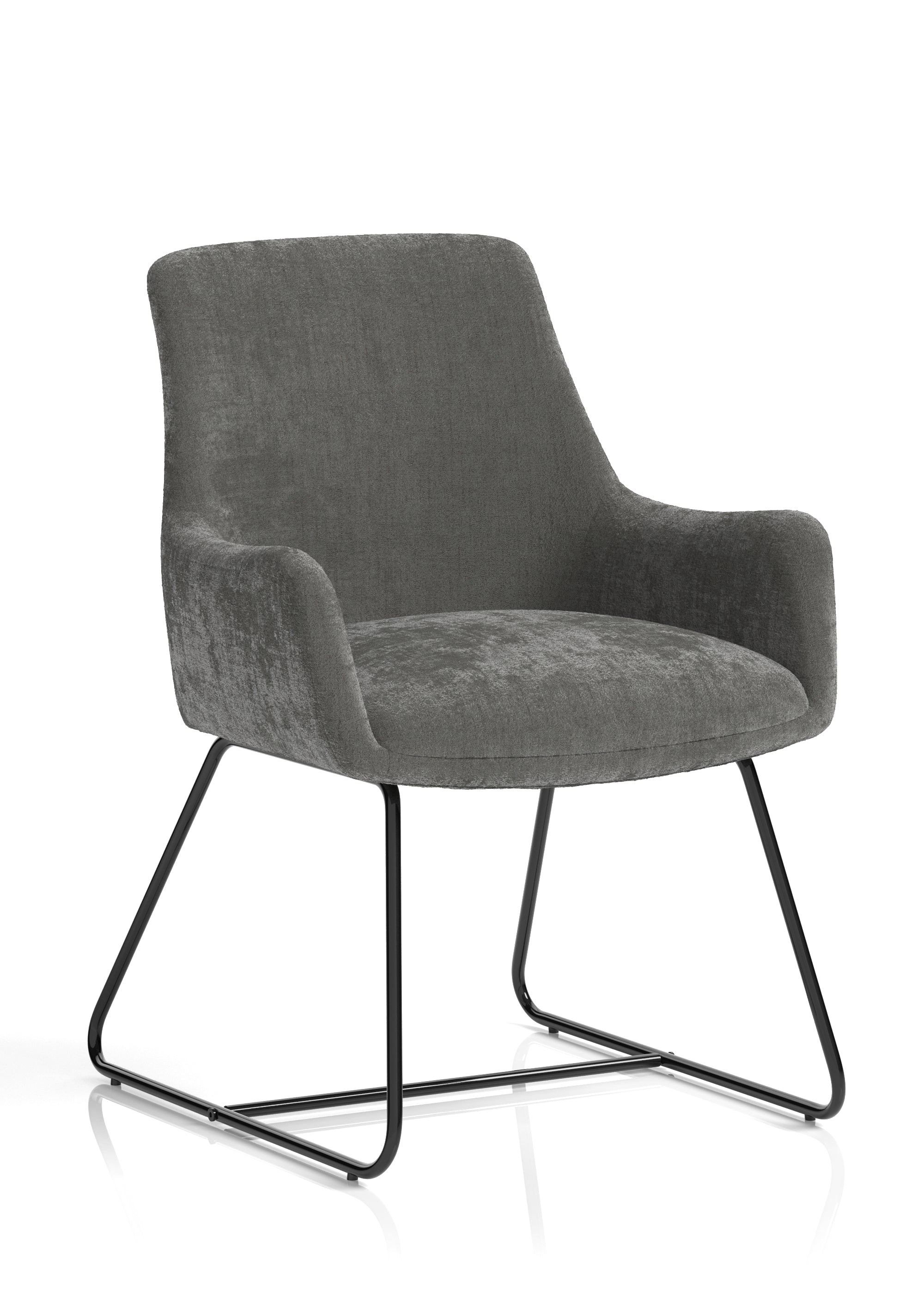 Quote Sled Base Reception Chair Grey Velour