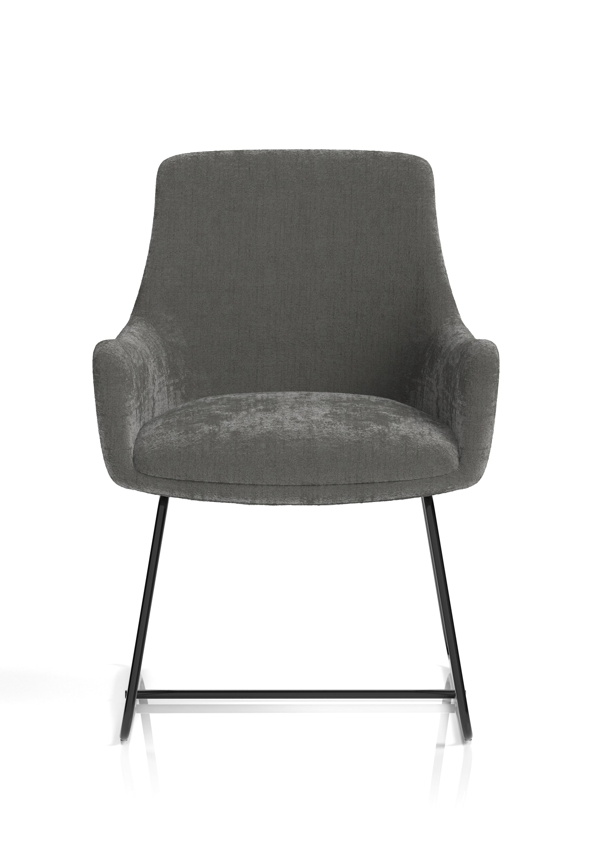 Quote Sled Base Reception Chair Grey Velour