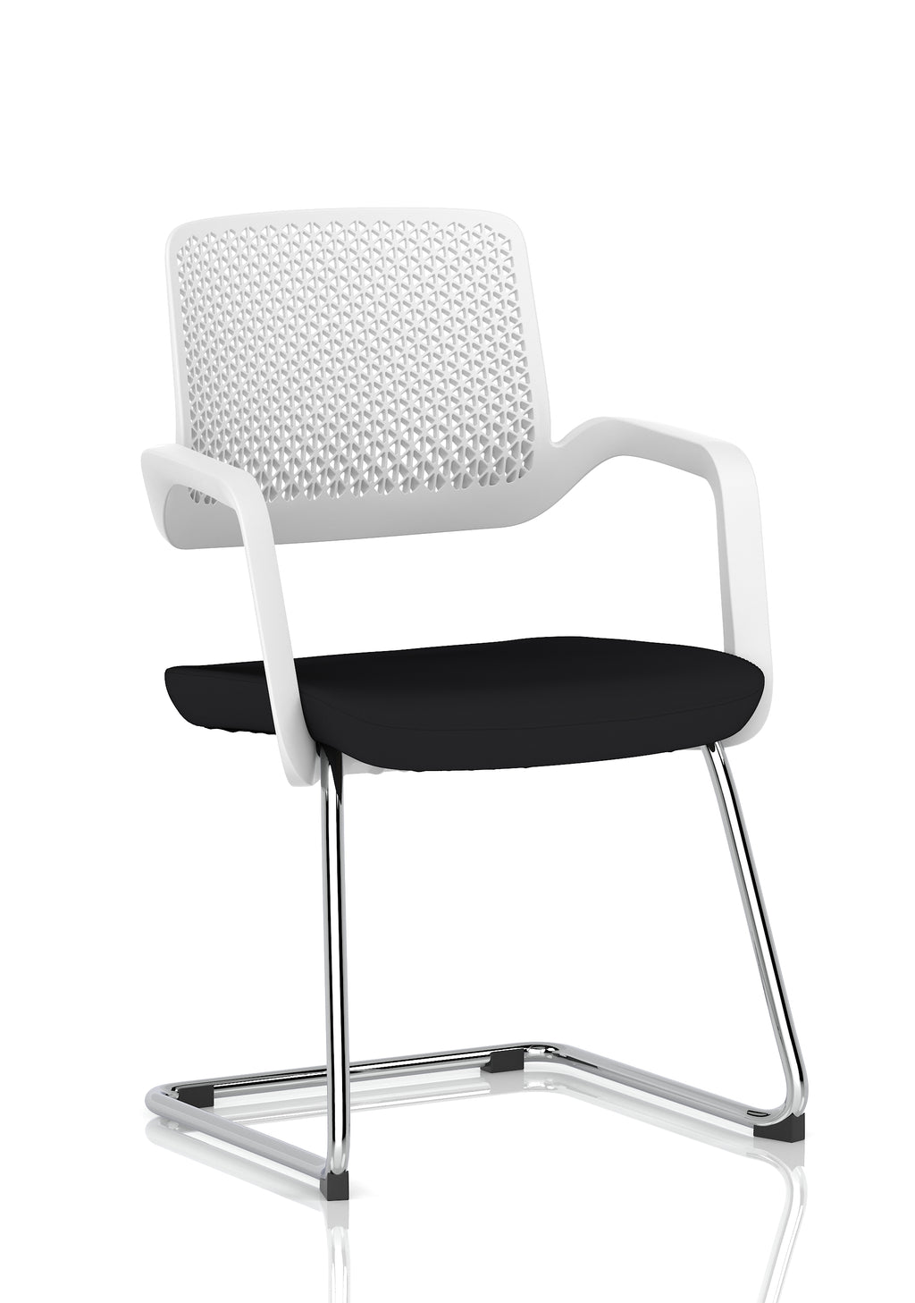 Cosmo Cantilever Chair White Frame Black Seat