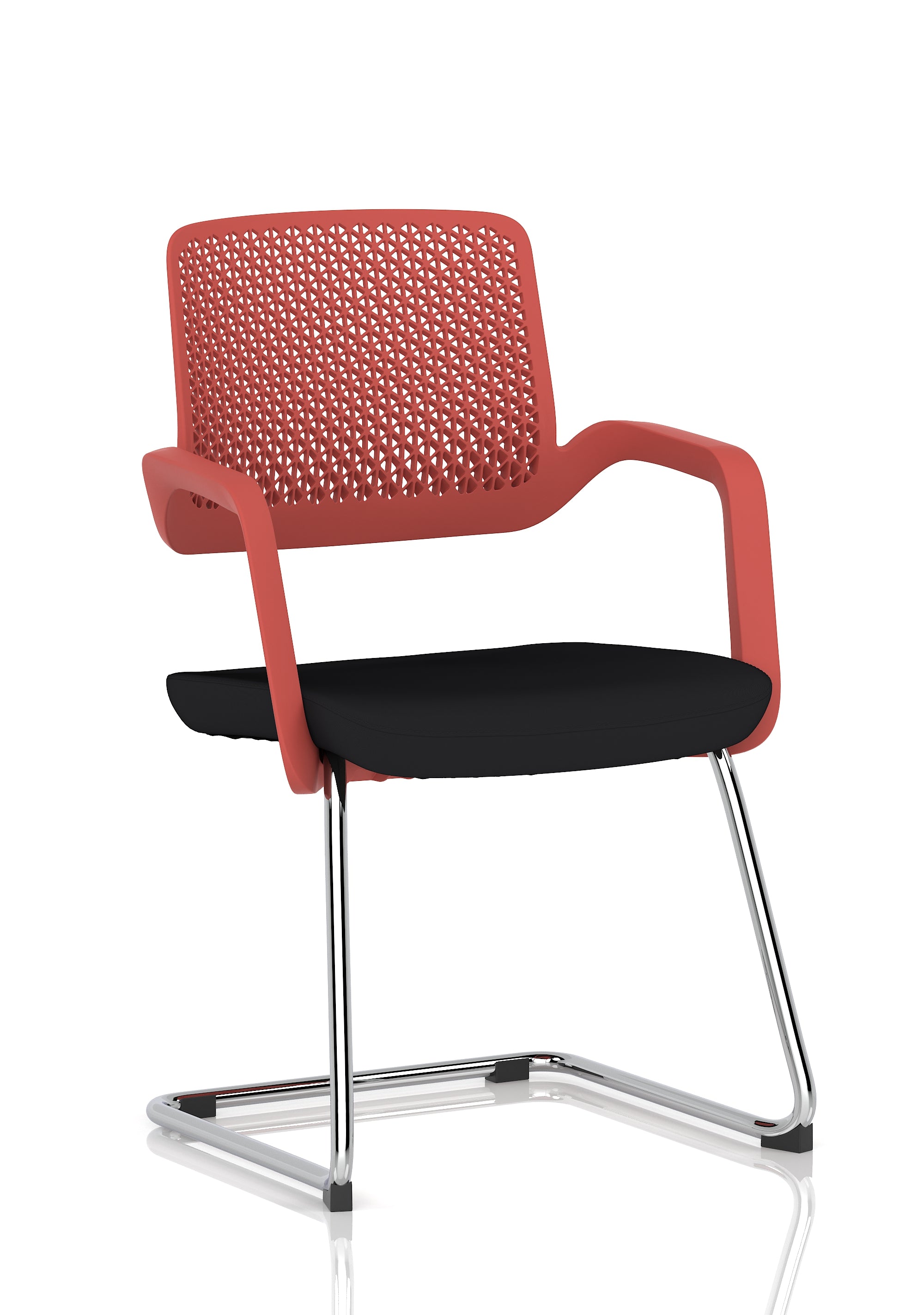 Cosmo Cantilever Chair Red Frame Black Seat