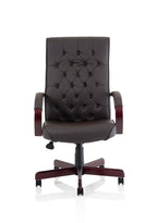 Chesterfield Executive Chair With Arms Brown Leather