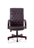Chesterfield Executive Chair With Arms Burgundy Leather