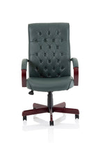 Chesterfield Executive Chair With Arms Green Leather