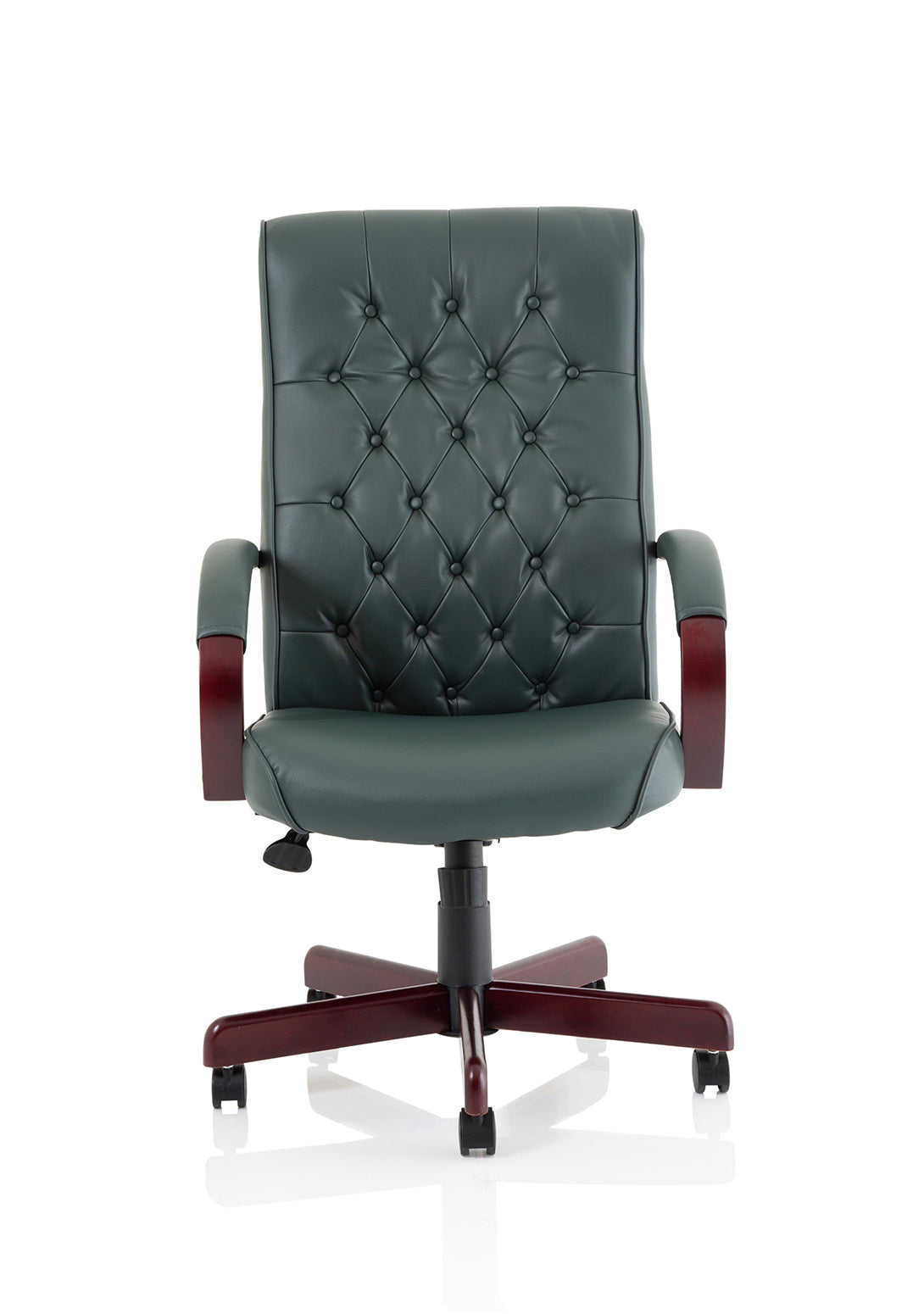 Chesterfield Executive Chair With Arms Green Leather