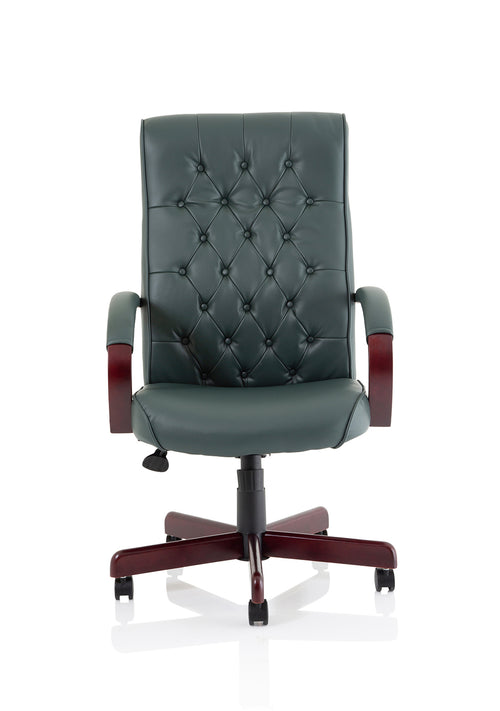 Chesterfield Executive Chair With Arms Green Leather