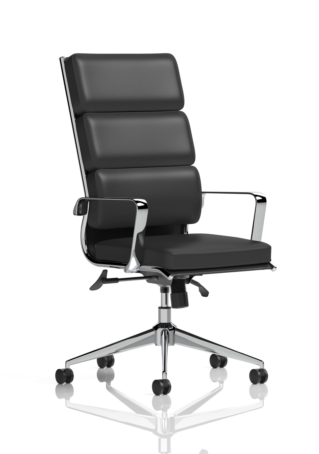 Savoy Executive High Back Chair Black Soft Bonded Leather With Arms