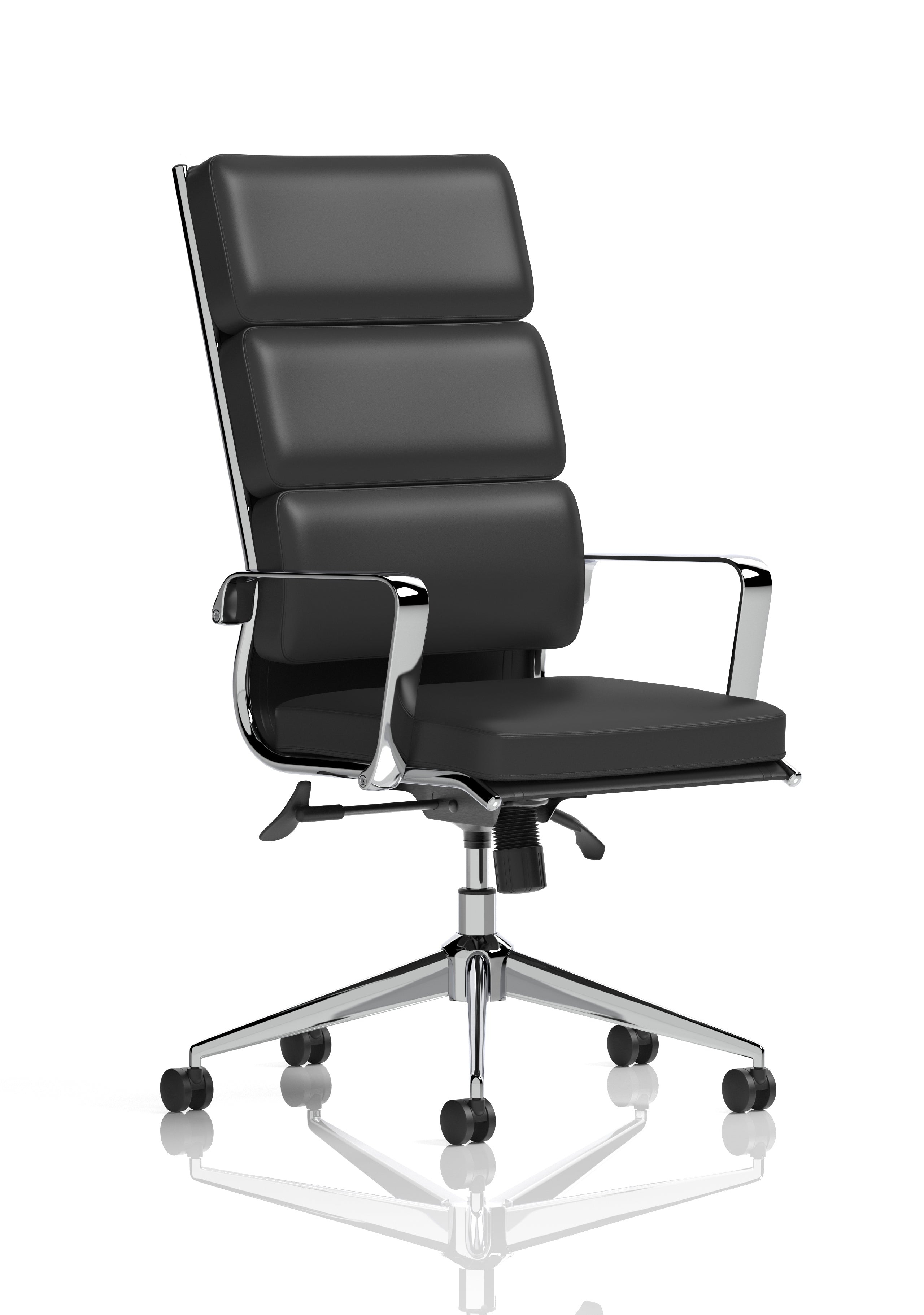 Savoy Executive High Back Chair Black Soft Bonded Leather With Arms