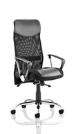 Vegas Executive Chair Black Leather Seat Black Mesh Back With Leather Headrest With Arms