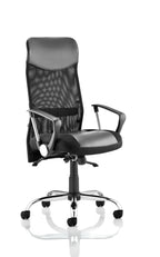Vegas Executive Chair Black Leather Seat Black Mesh Back With Leather Headrest With Arms