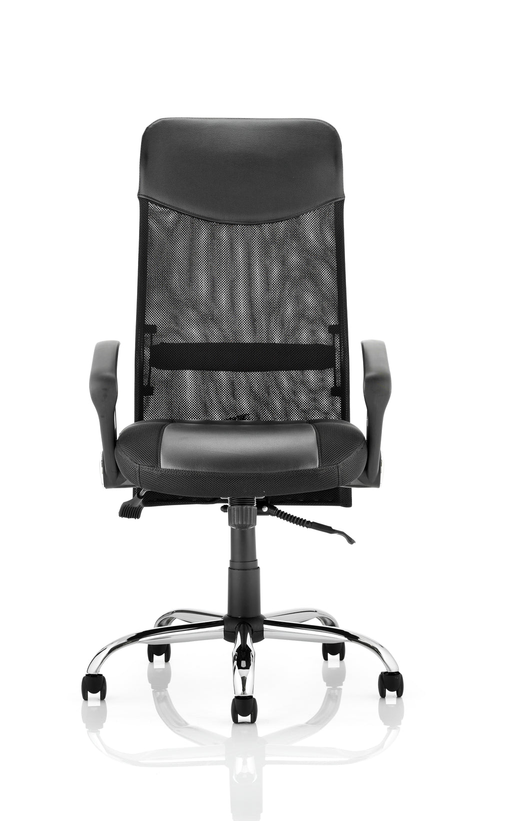 Vegas Executive Chair Black Leather Seat Black Mesh Back With Leather Headrest With Arms