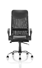 Vegas Executive Chair Black Leather Seat Black Mesh Back With Leather Headrest With Arms