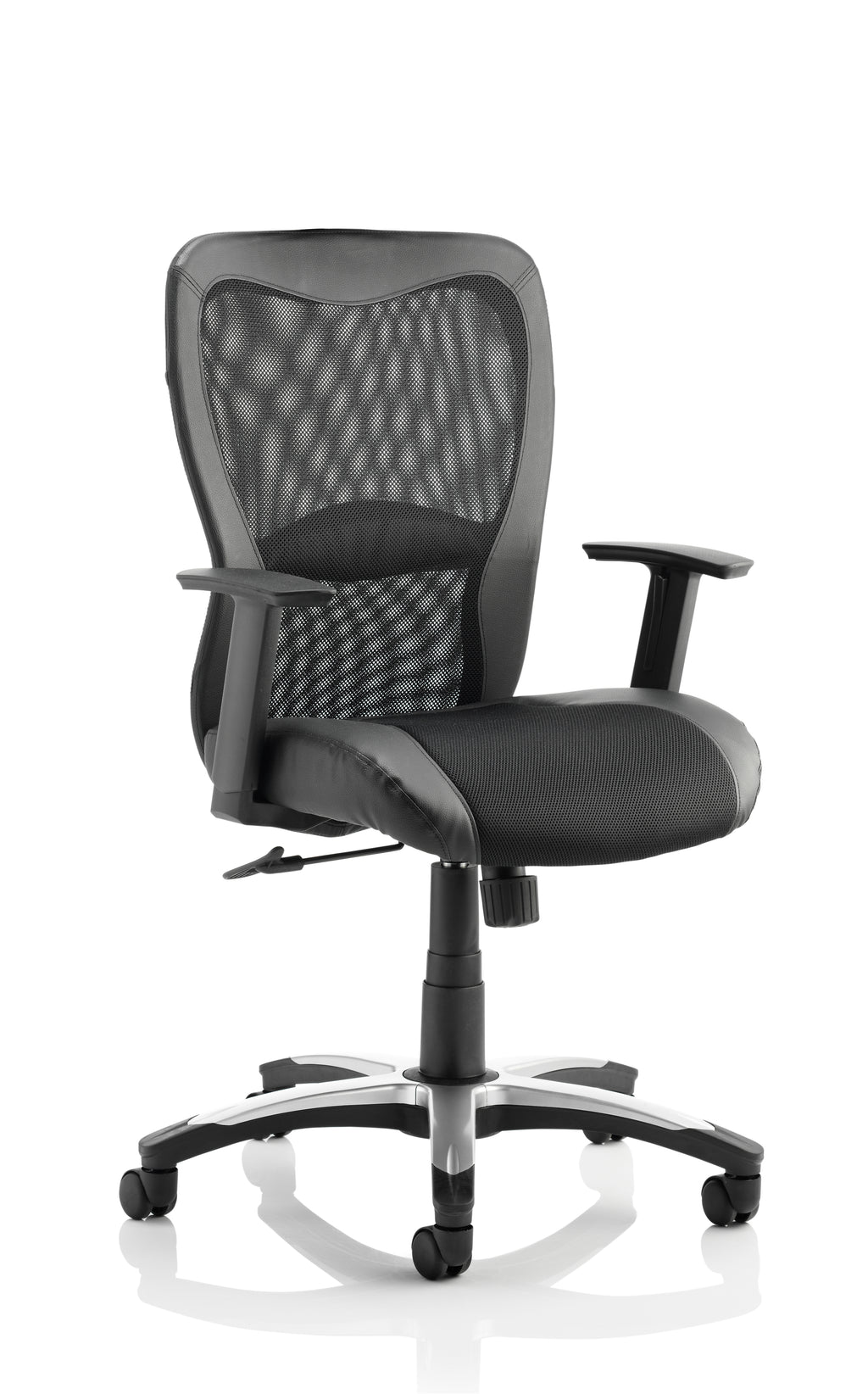 Victor II Executive Chair Black Leather Black Mesh With Arms